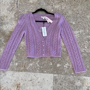 For love & lemons Purple Cable Knit Sweater